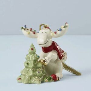 LENOX Ornament Figurine Marcel Decorates the Tree PORCELAIN 24K GOLD NEW w/tags